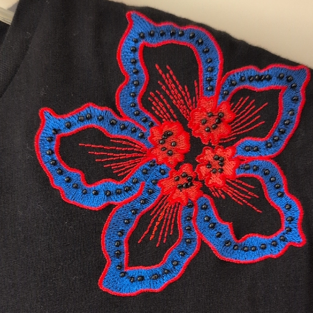 Sandro Black Tee with Colorful Embroidery - Picture 4 of 6